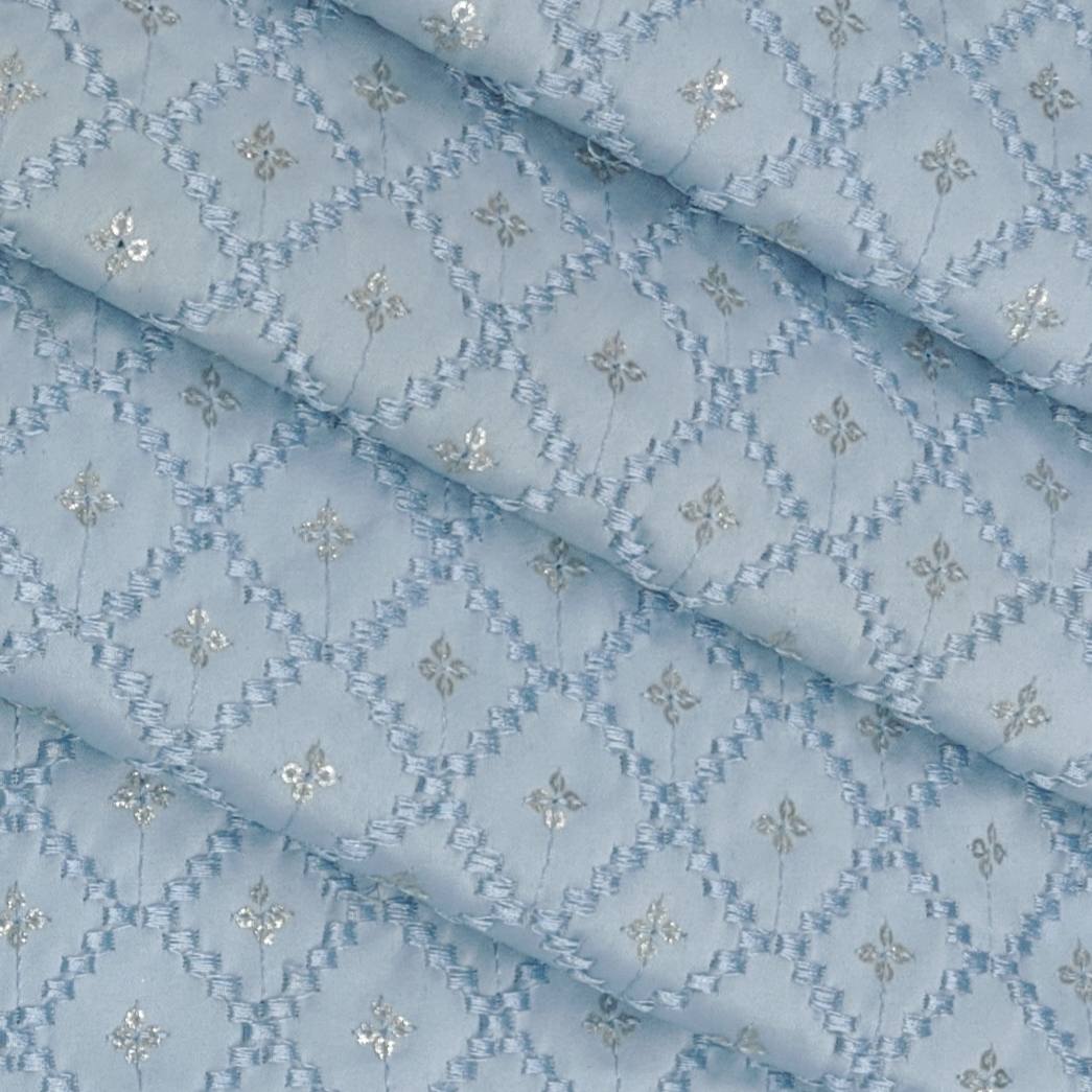 Kurta Fabric ManTire Designer Silk Embroidery Colour Baby Blue